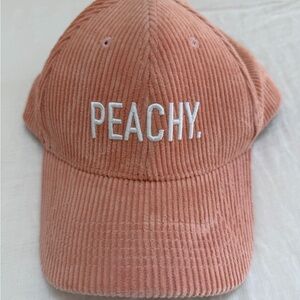 PEACHY. Embroidered Corduroy Cap - Peach